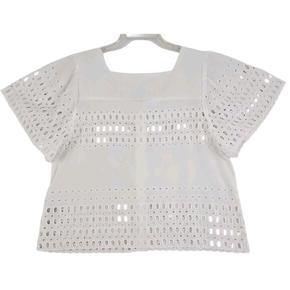 Calypso~Woman Size S~White 100 % Cotton Button-Up Shirt Blouse Shirt Sleeve NWT. - Picture 12 of 16